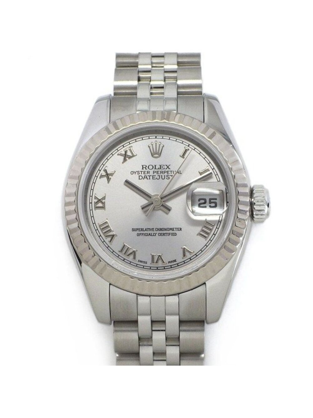 Rolex Watch Datejust Sunray Silver Dial 18k White Gold SS Automatic